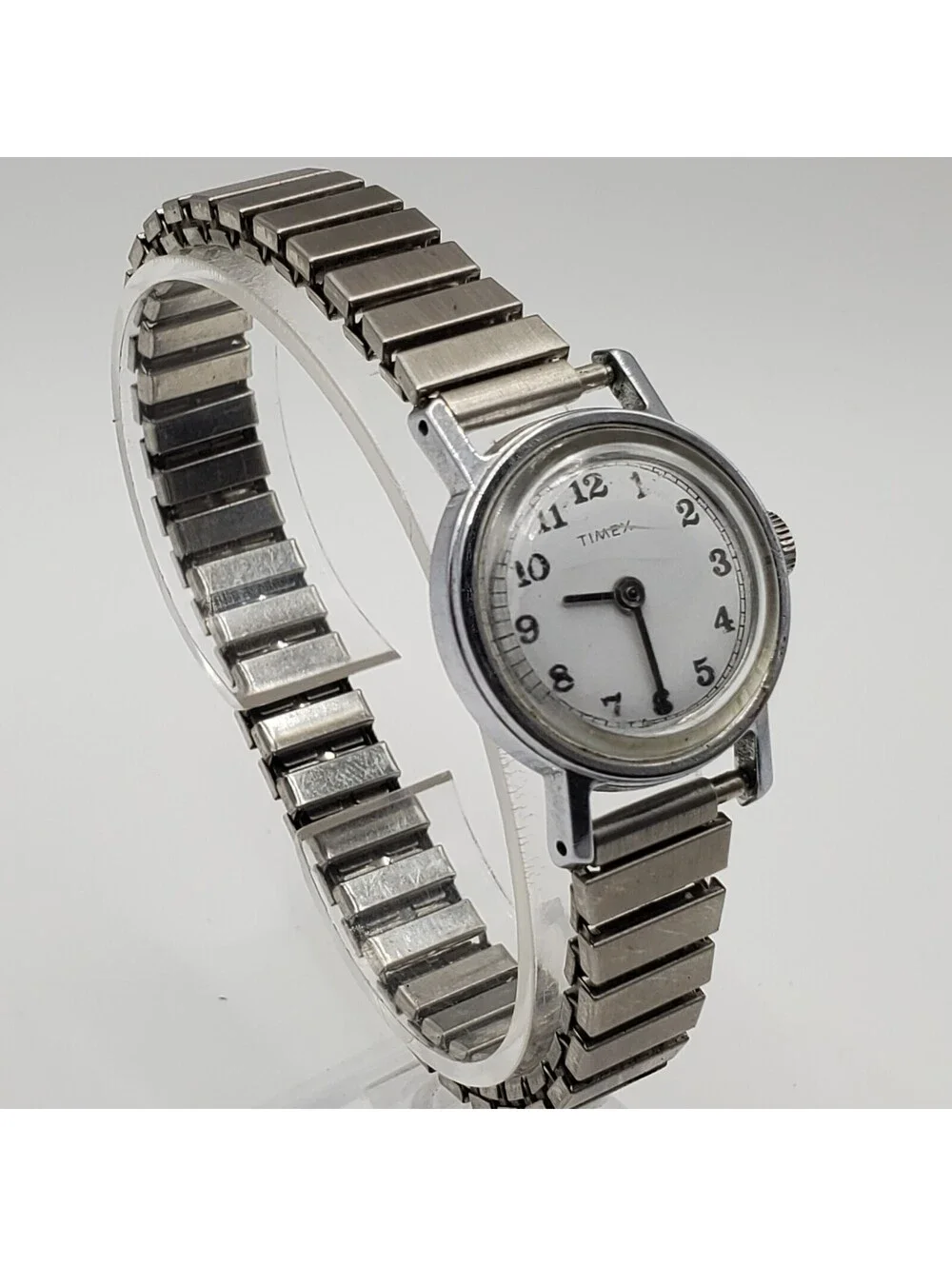 Vintage Timex Mercury Womens Mechanical Watch Silver Tone For Parts Or Repair